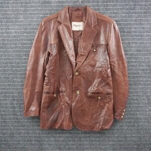 Vintage 70s J. Riggins Butter Soft Leather Blazer 40 Brown Two Button Sport Coat